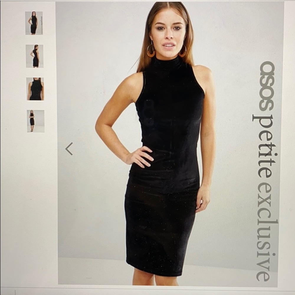 ASOS Petite Velvet Bodycon Dress with High Neck